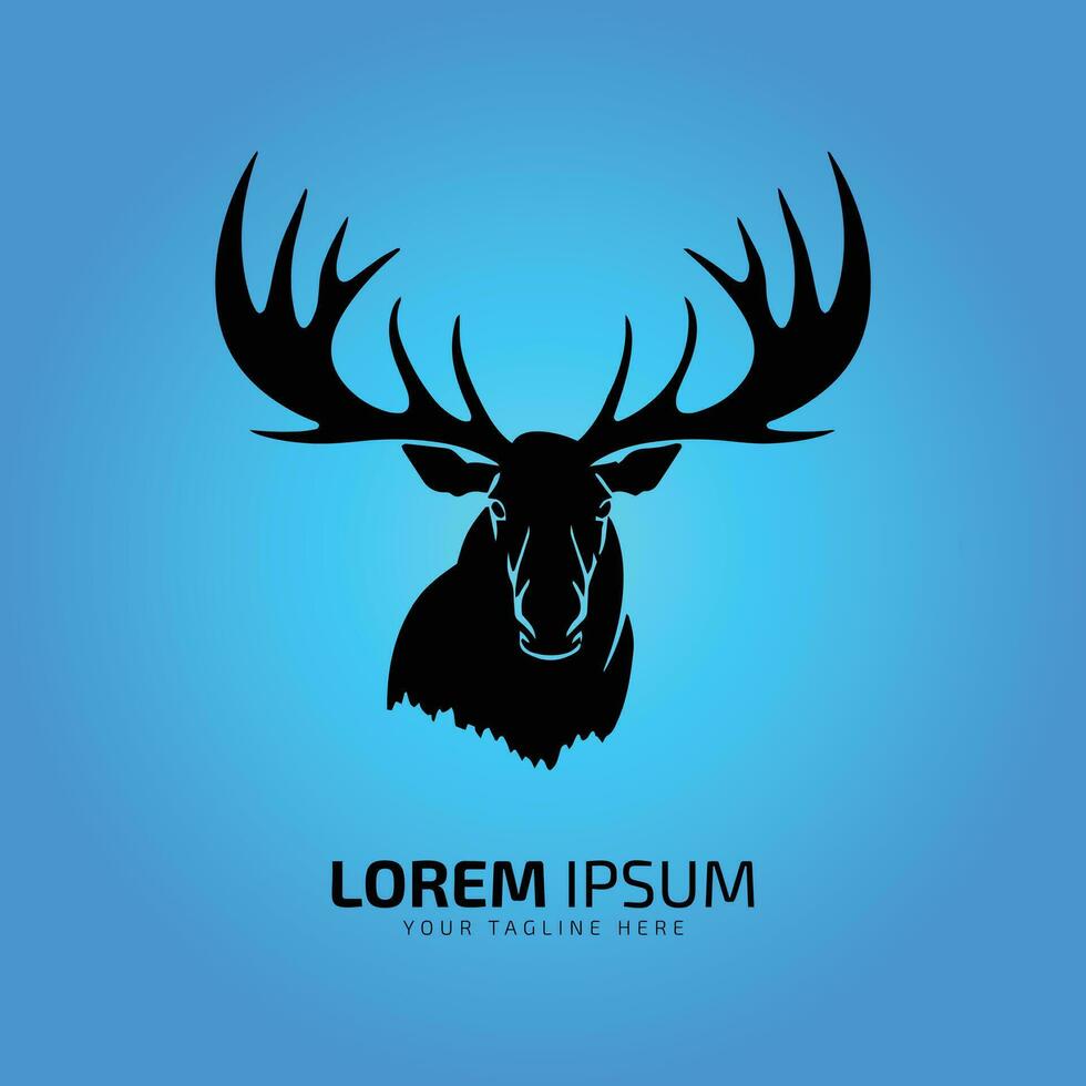 moose logo fur icon deer silhouette vector isolated design on light blue background