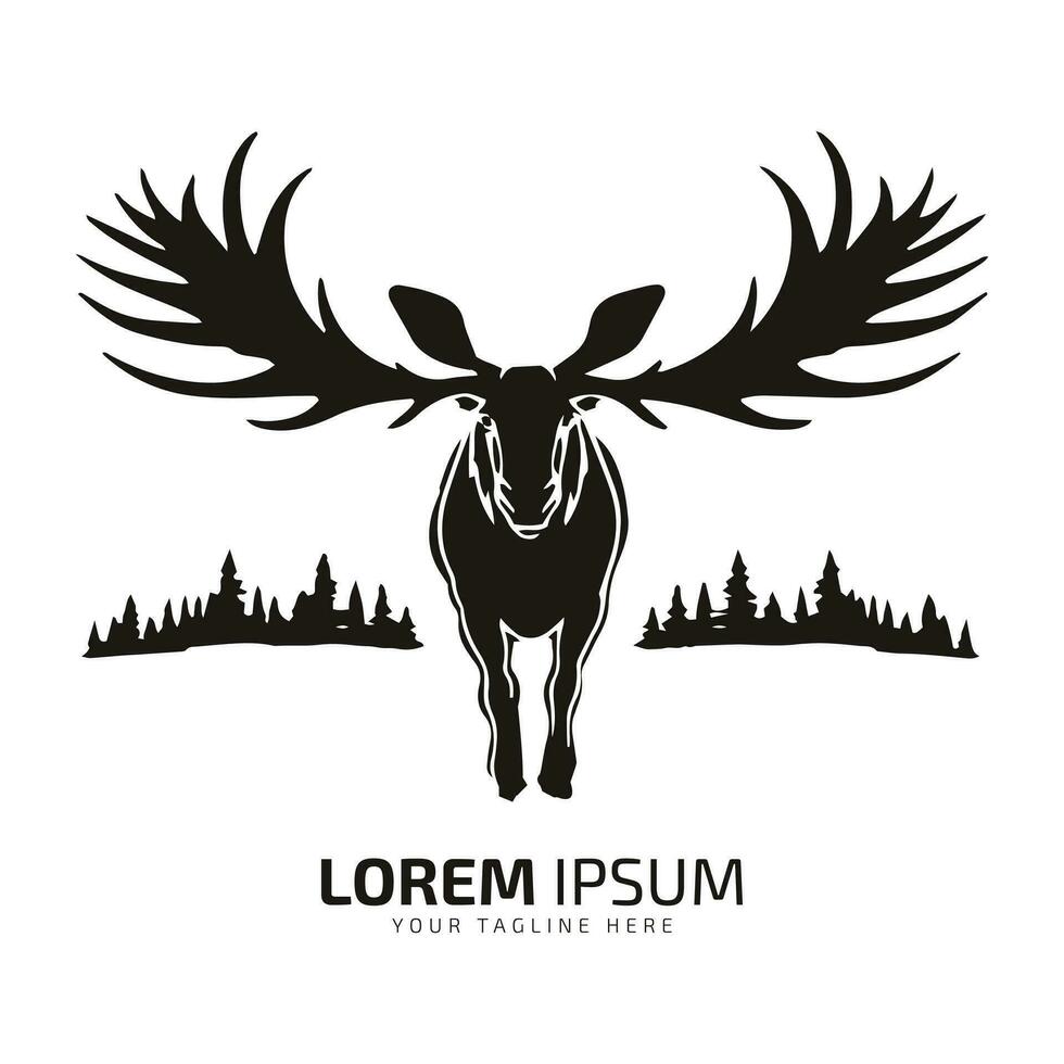 Minimal and abstract logo of moose vector elk icon fur silhouette isolated template design moose sketch