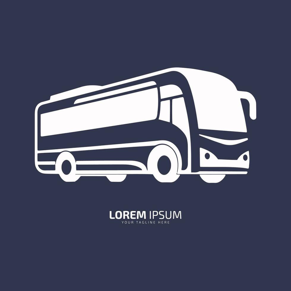 Minimal and abstract logo of bus vector school bus icon student bus silhouette isolated template design on dark blue background