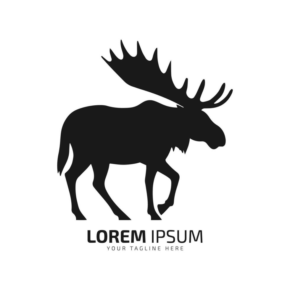 Minimal and abstract logo of moose vector elk icon fur silhouette isolated template simple design