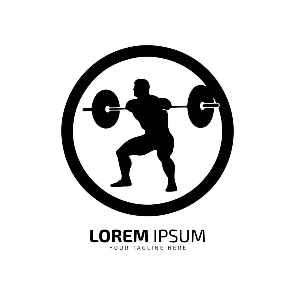gym logo strong man icon fitness silhouette vector isolated design with dumbbell in circle