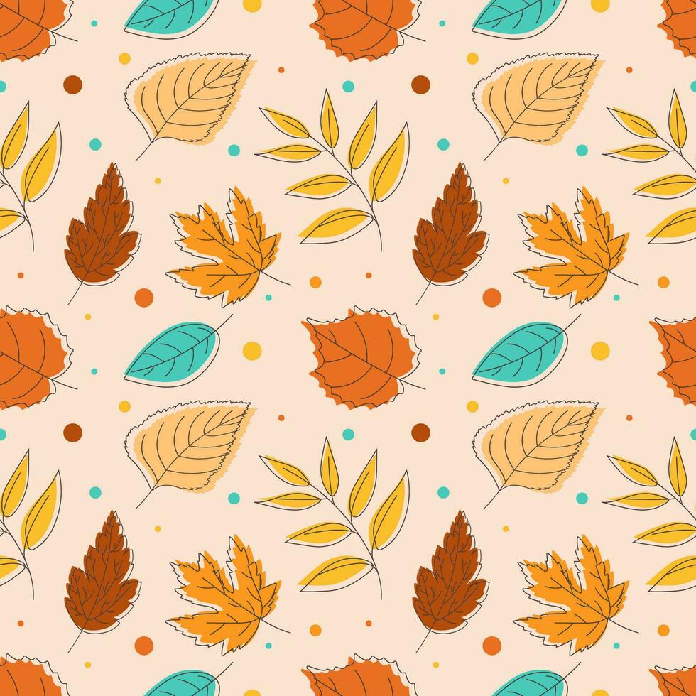 sin costura modelo con brillante otoño hojas. vector ilustración.