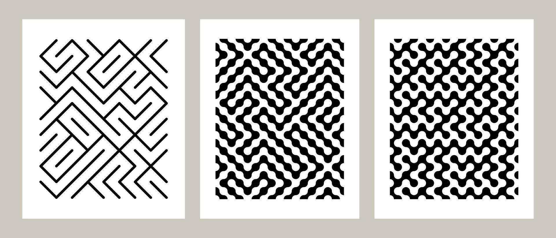Minimalistic bauhaus posters with different geometric elements vector