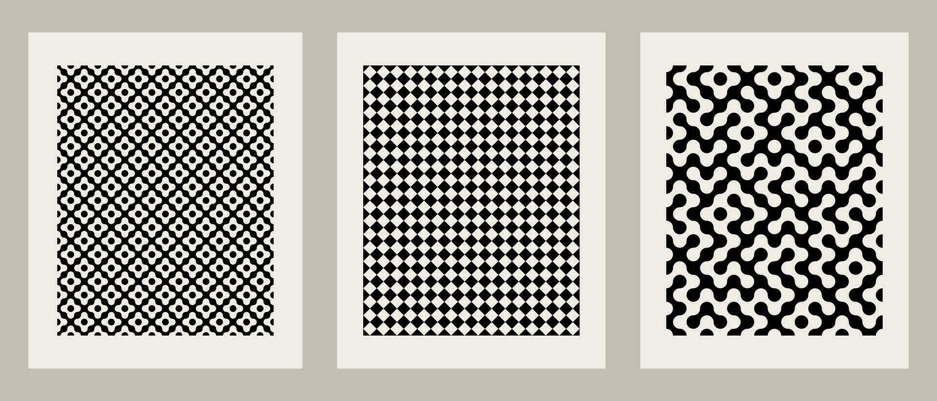 Minimalistic bauhaus posters with different geometric elements vector