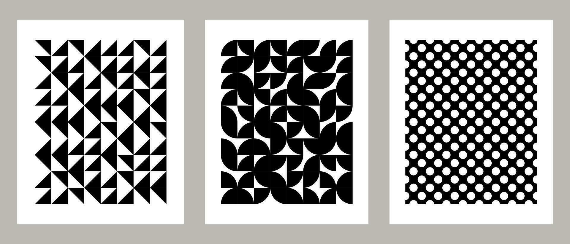 Minimalistic bauhaus posters with different geometric elements vector