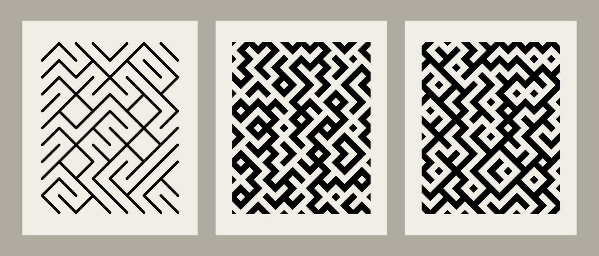 Minimalistic bauhaus posters with different geometric elements vector