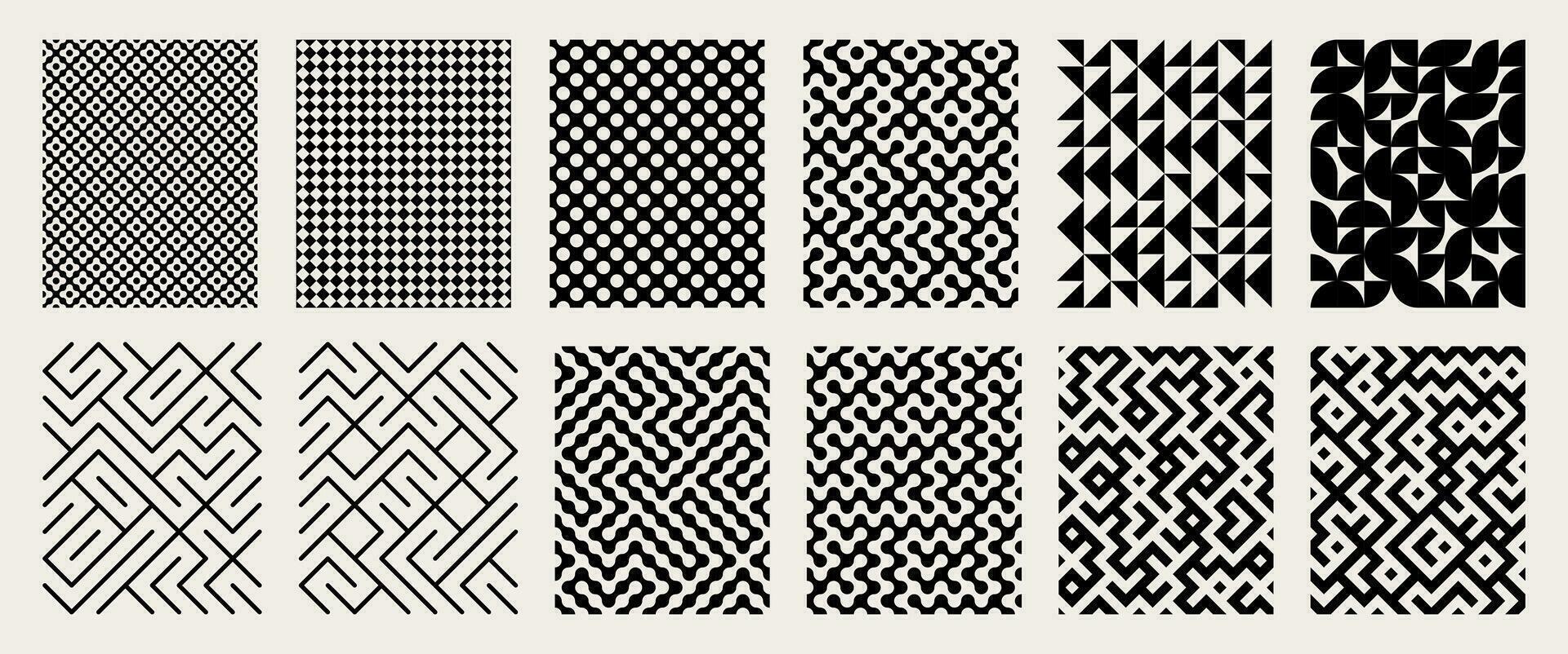 Minimalistic bauhaus backgrounds with different geometric elements vector