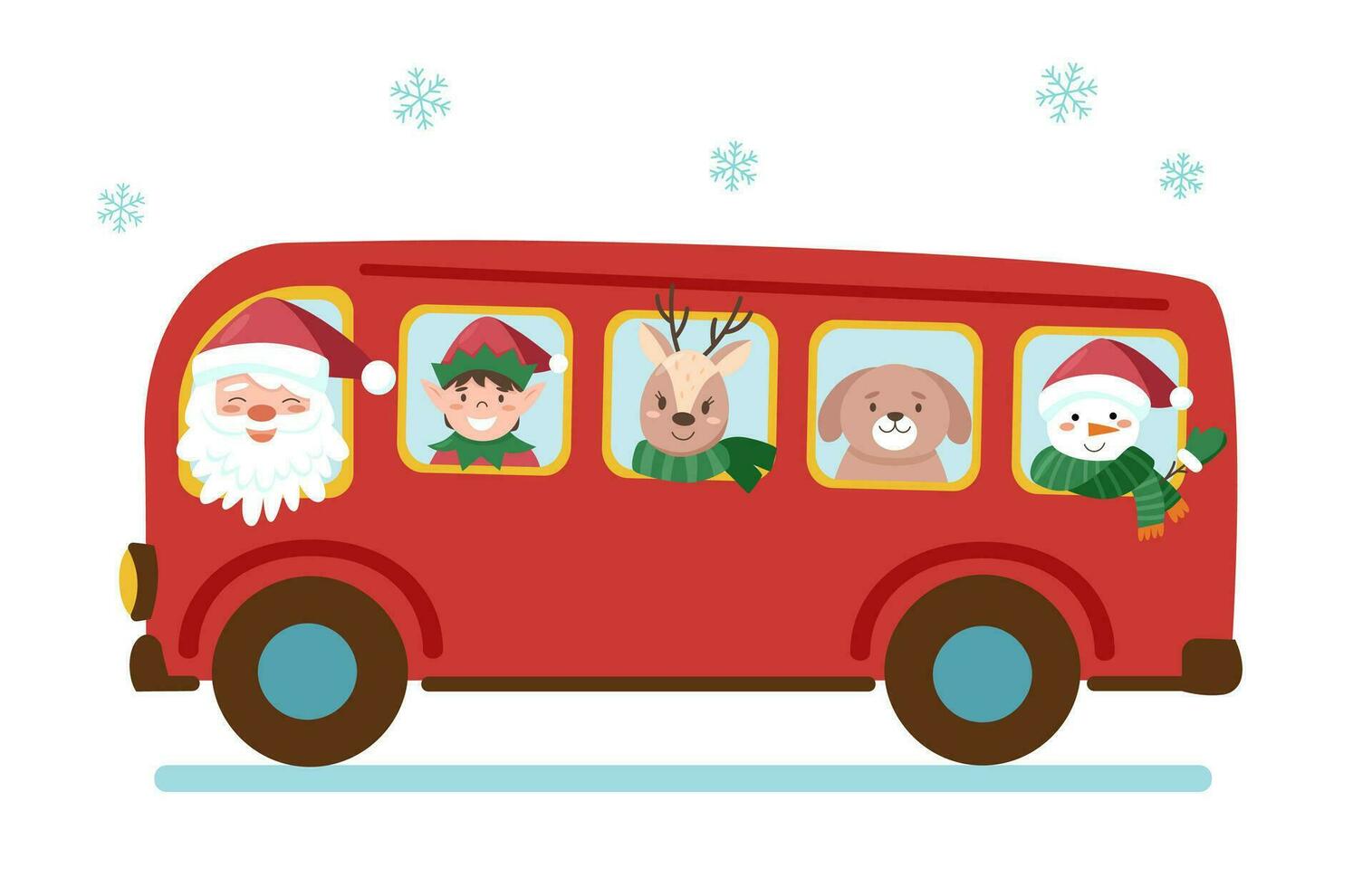 Christmas bus with animals vector