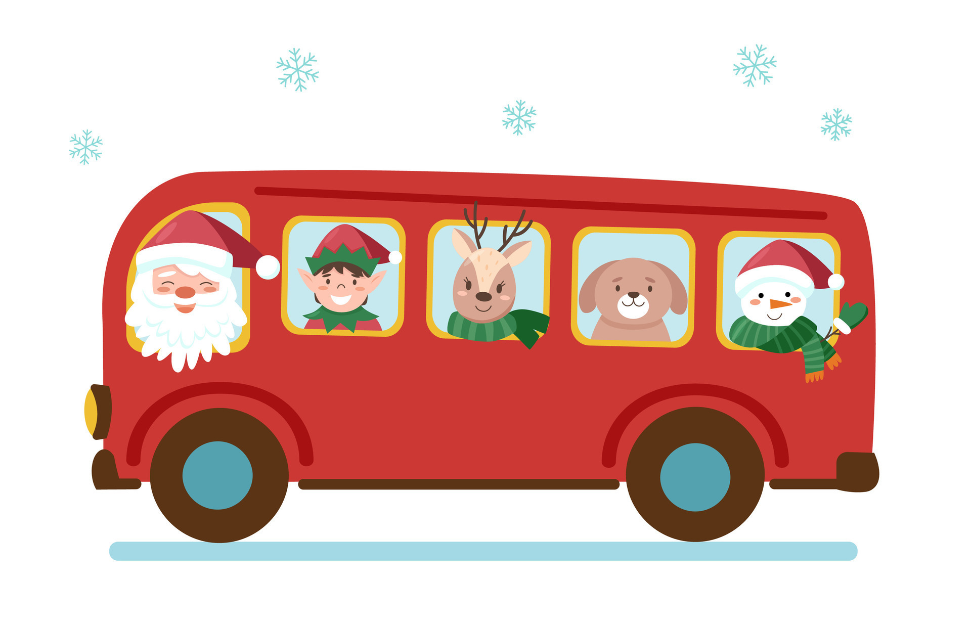 Christmas bus with animals 30771051 Vector Art at Vecteezy