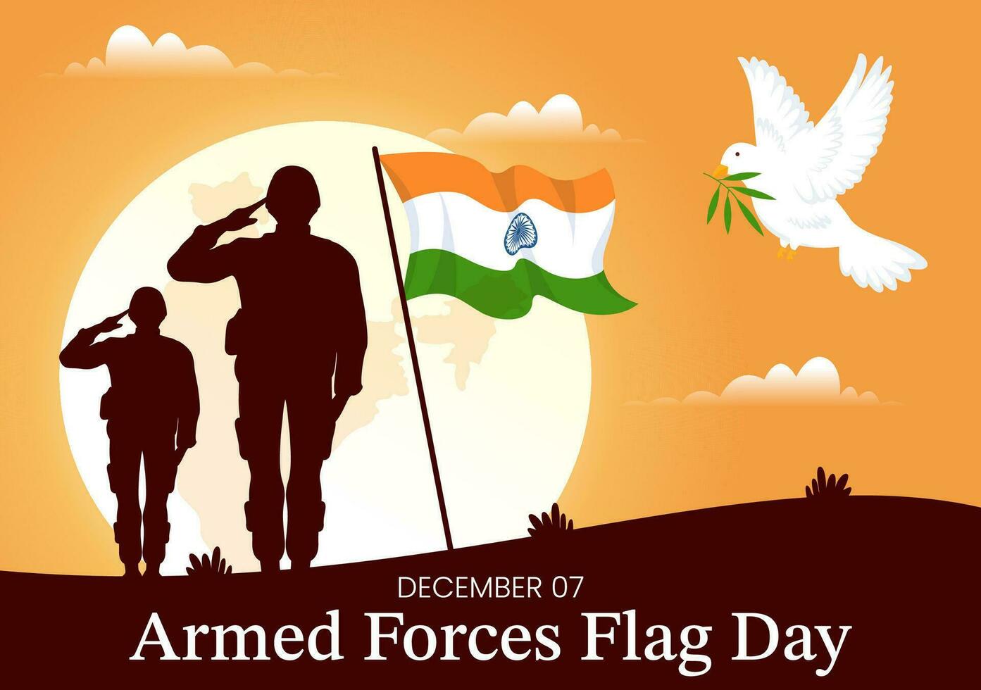 Indian Armed Forces Flag Day Vector Illustration with India and Army Flags in National Holiday Flat Cartoon Background Design