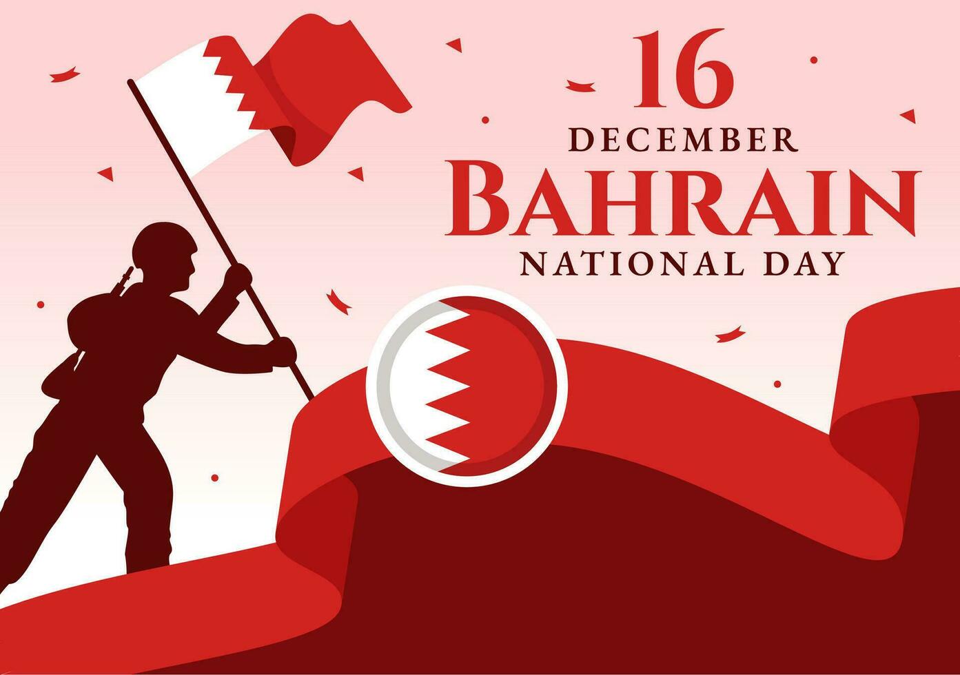 Bahrain National Day or Independence Vector Illustration on 16th of December With Wavy Flag in Flat Patriotic Holiday Cartoon Background Design