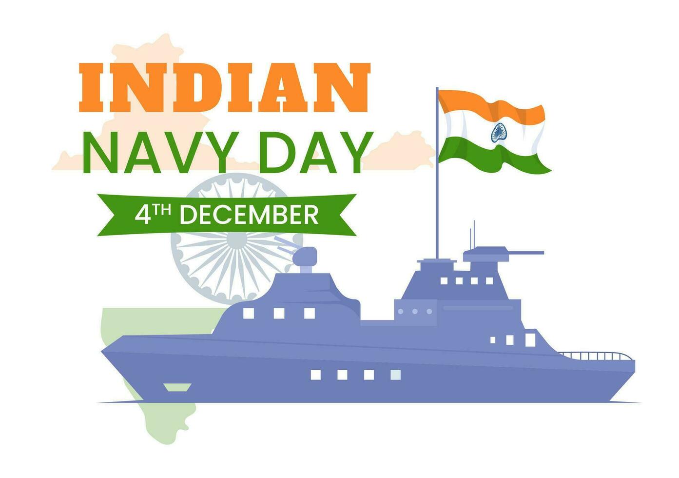 Indian Navy Day Vector Illustration on December 4 with Fighter Ships for People Military Army Saluting Appreciating Soldiers in Background Design