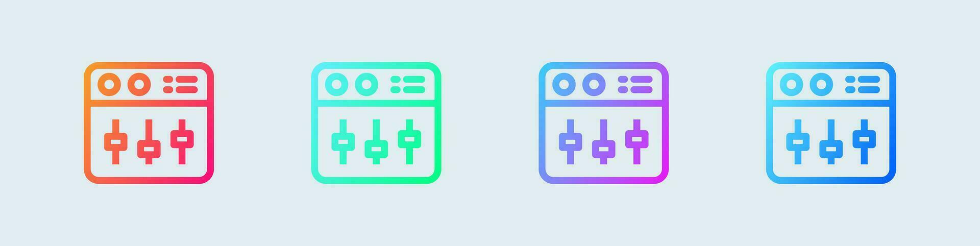 Equalizer line icon in gradient colors. Frequency signs vector illustration.