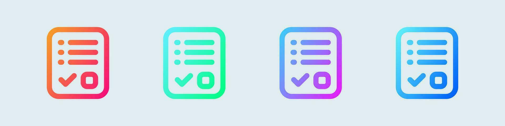 Survey line icon in gradient colors. Questionnaire signs vector illustration.