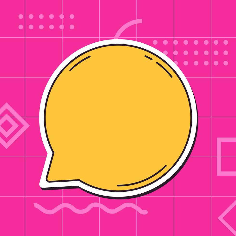 Speech bubble square background with copy space. Message banner in pink colors vector illustration