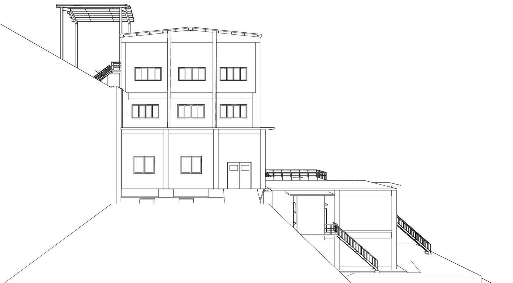 3D illustration of industrial building vector