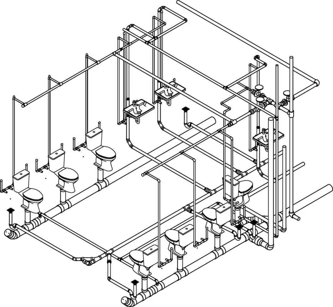 3D illustration of building piping vector