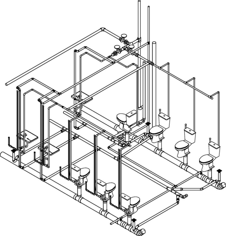 3D illustration of building piping vector