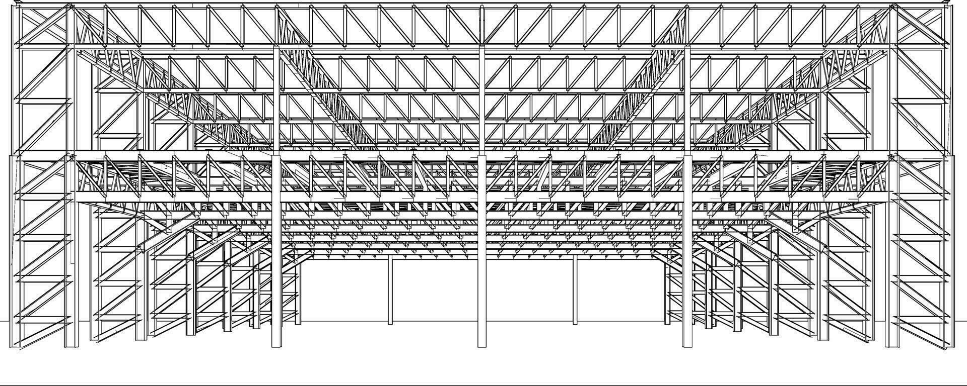 3D illustration of building structure vector