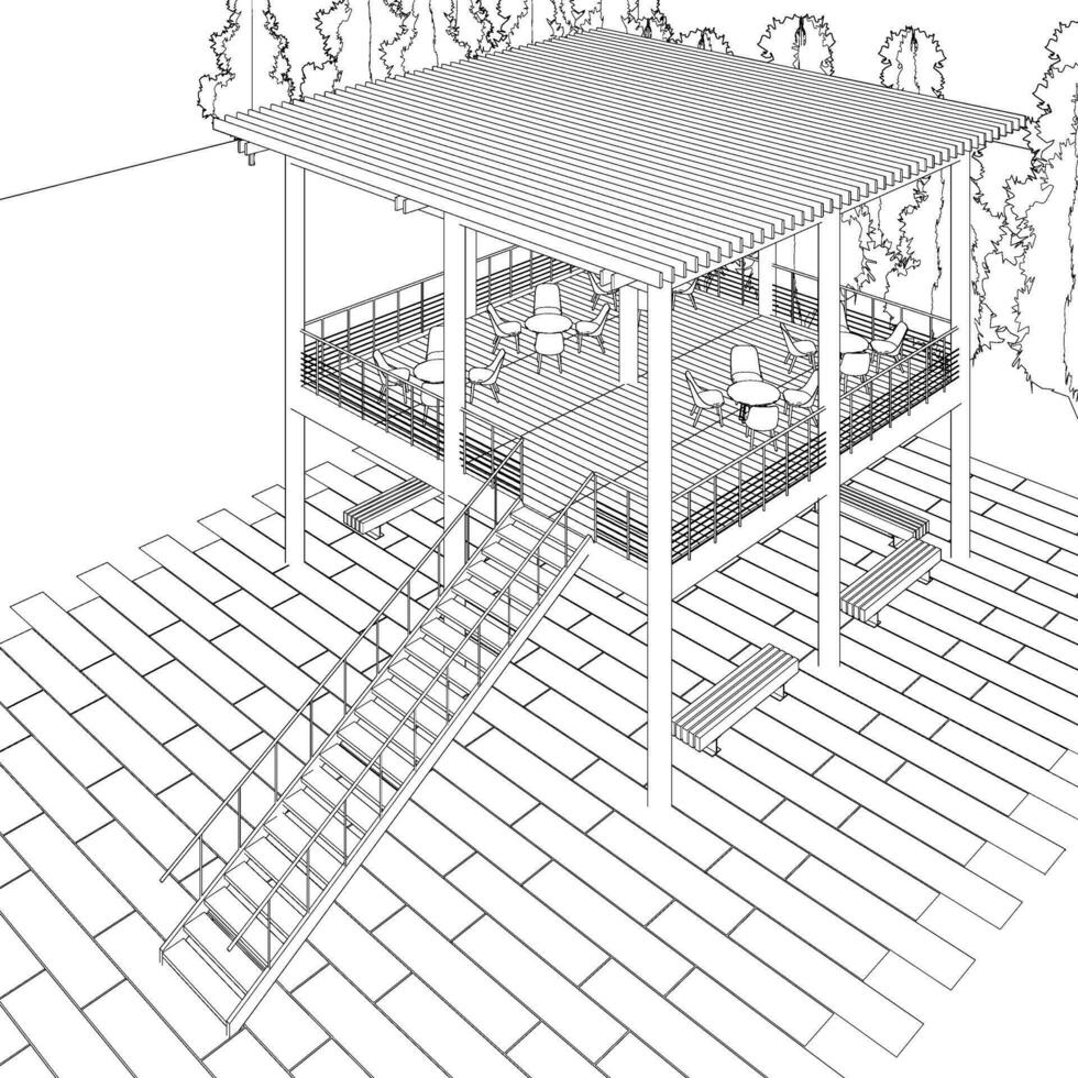 3D illustration of building project vector