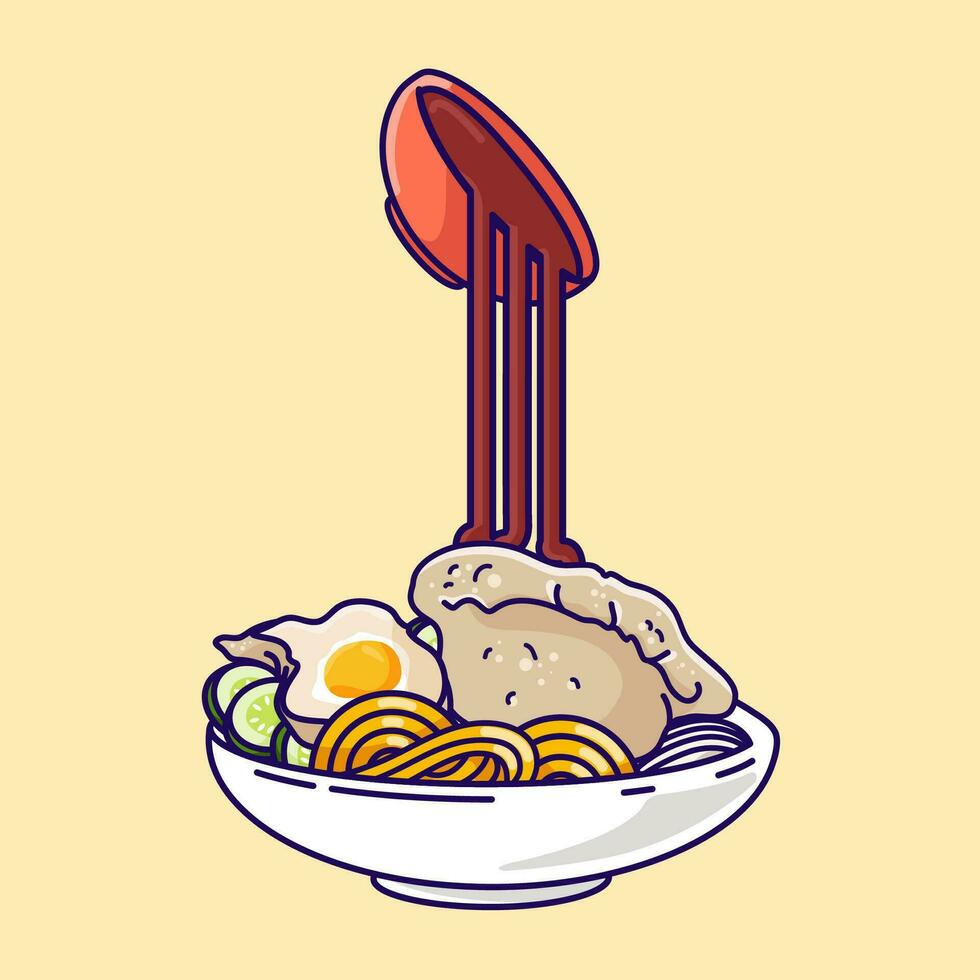 pempek indonesio comida vector ilustración