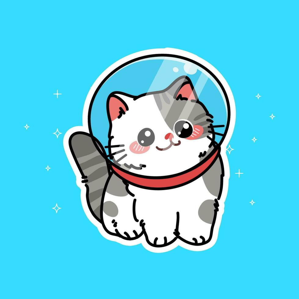 linda astronauta gato ilustración vector