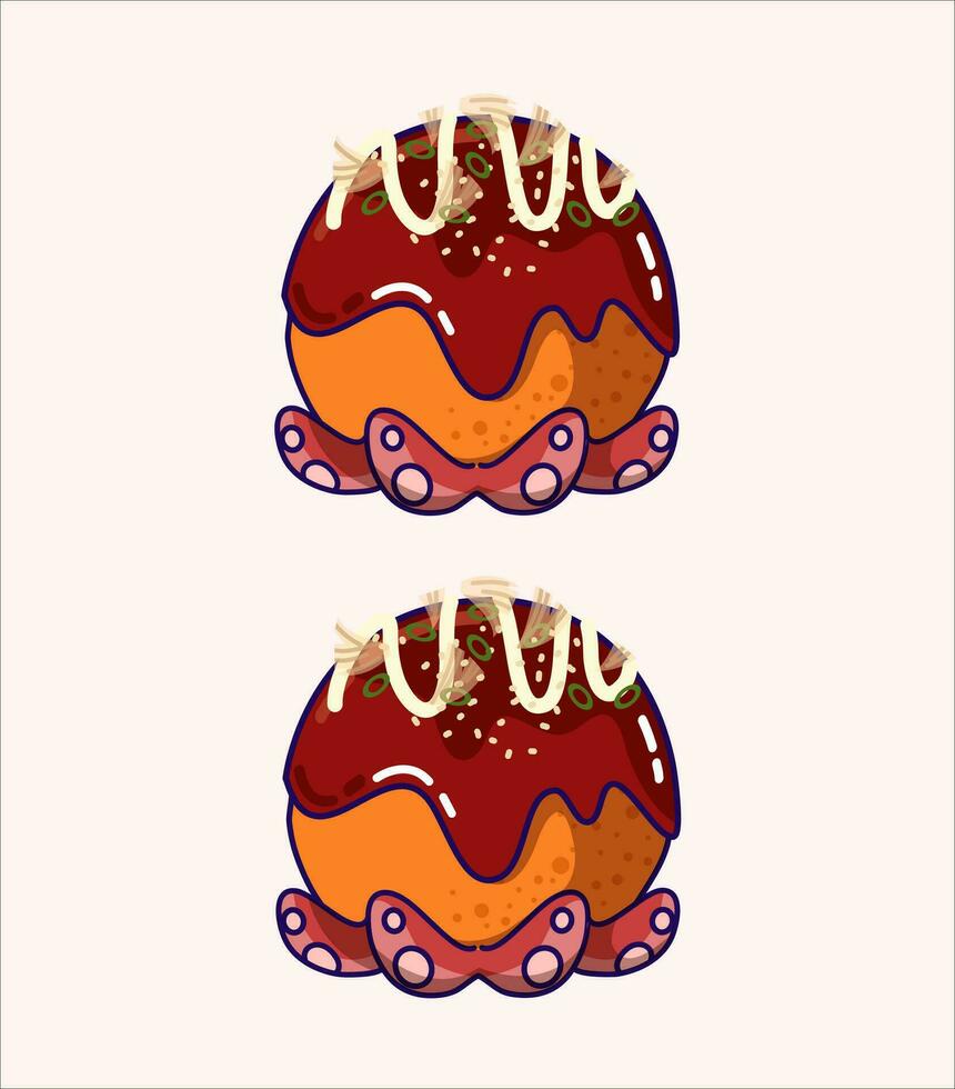 Takoyaki Japanese Food Vector Illustration