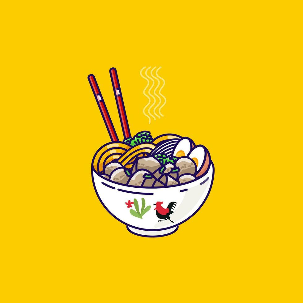 indonesio albóndigas comida vector ilustración