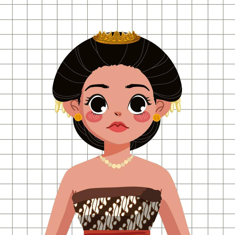 Cute Indonesian Traditional Girl Illustration vector