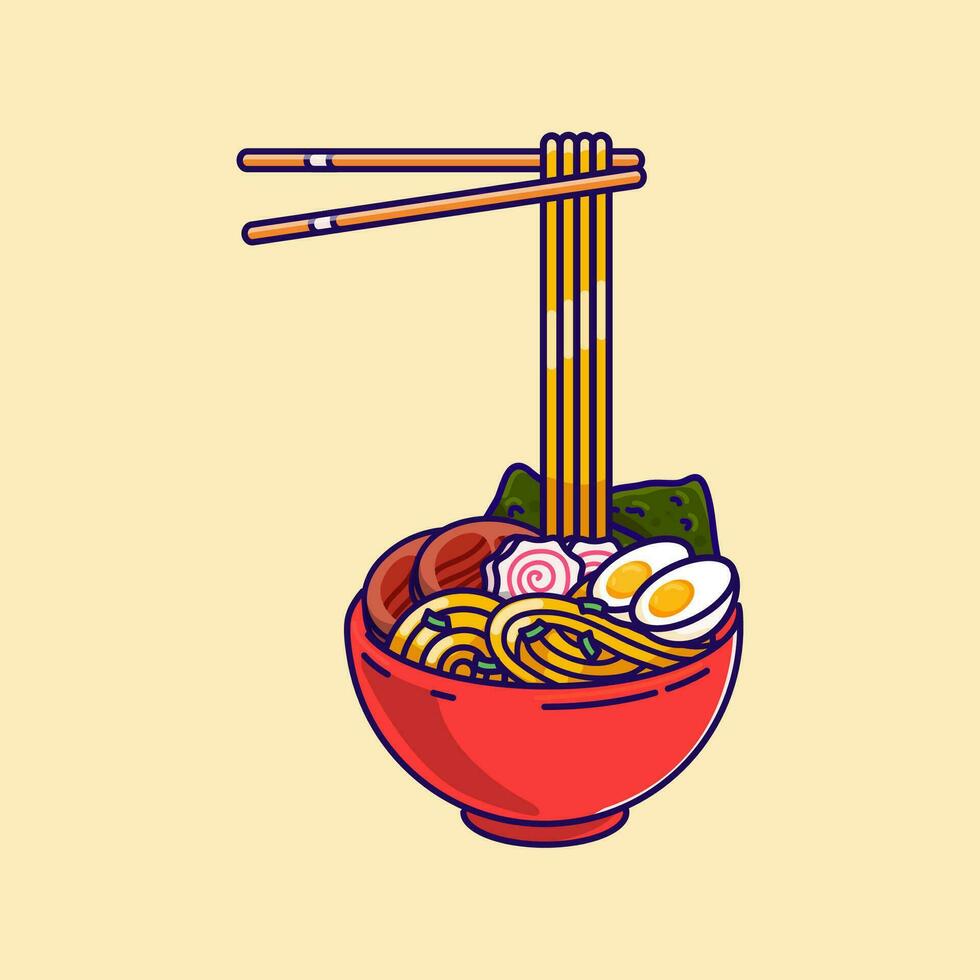 ramen japonés comida vector ilustración