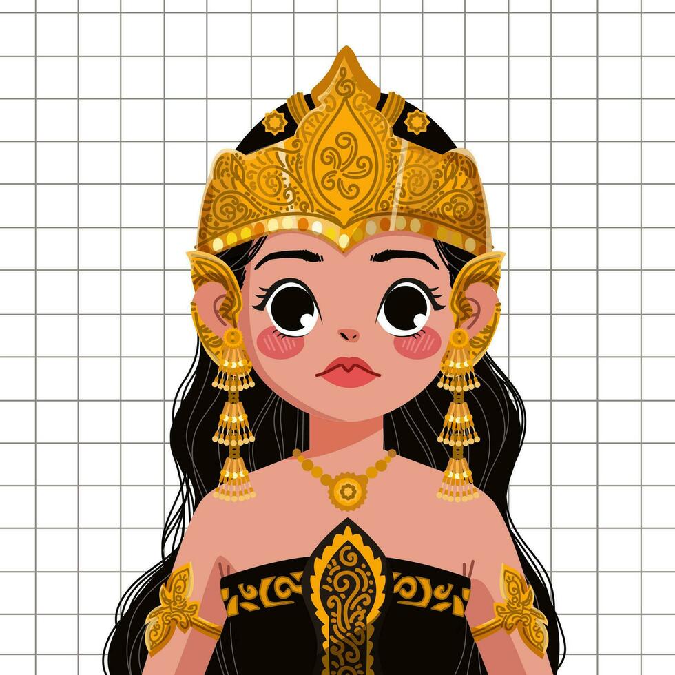 Cute Indonesian Traditional Girl Illustration vector