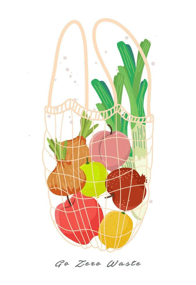 Zero Waste Reusable Bag Illustration vector