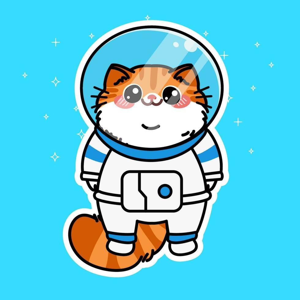 linda astronauta gato ilustración vector