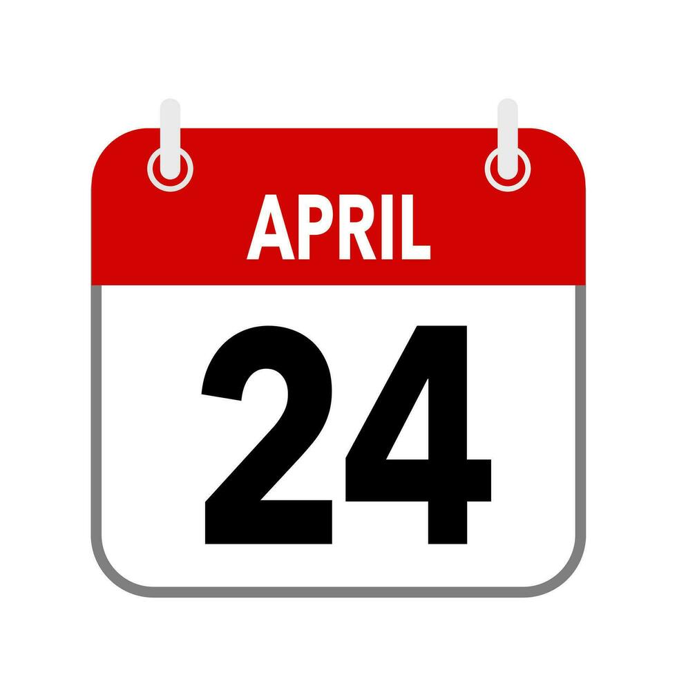 24 April, calendar date icon on white background. vector