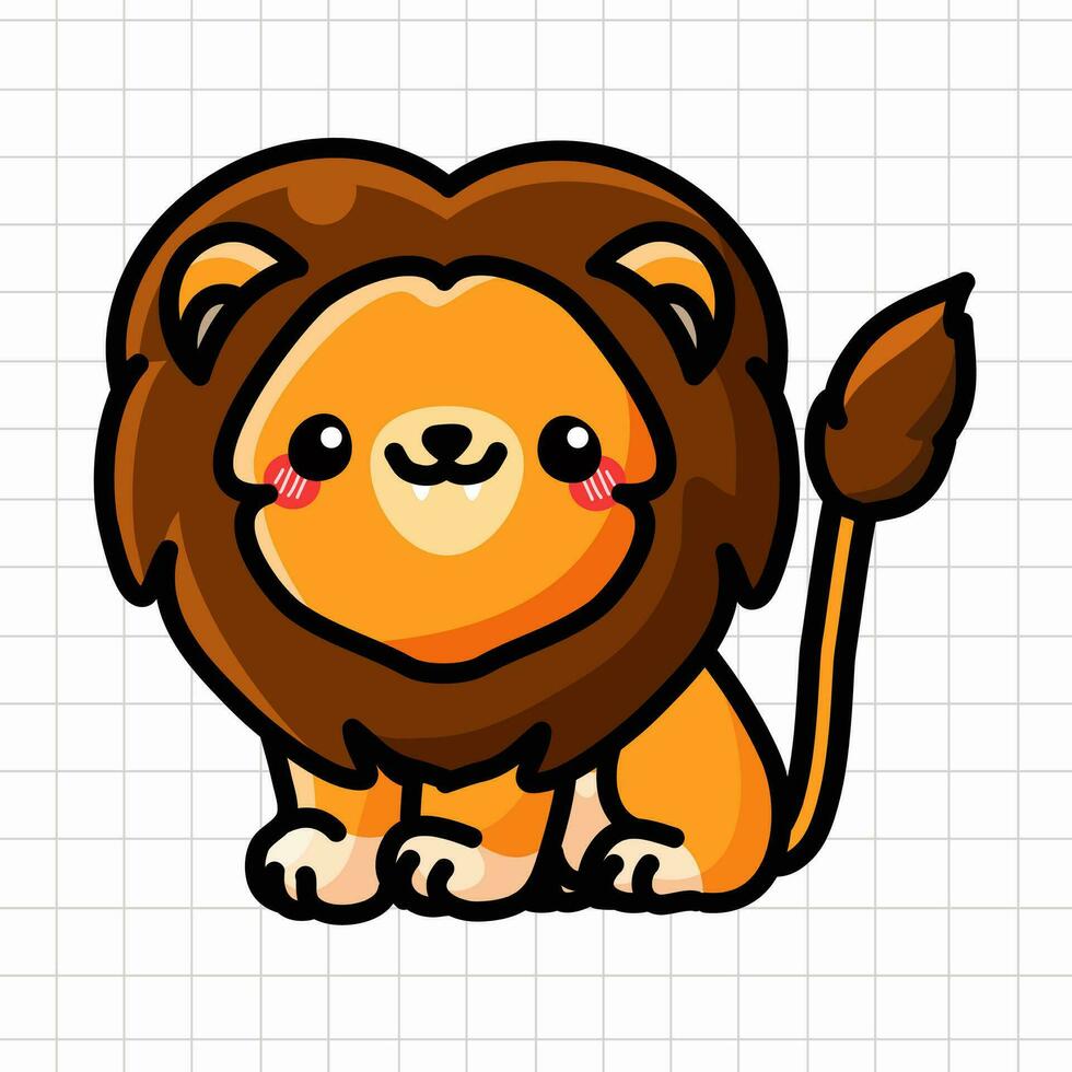 linda león Rey animal ilustración vector