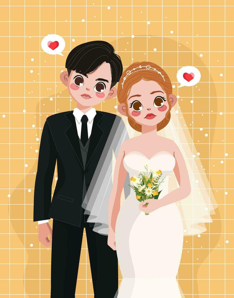 novia y novio deshierbe ilustración vector