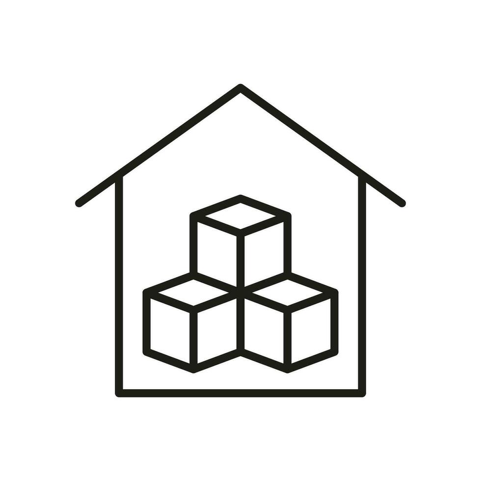 Warehouse Line Icon. Storage Building Linear Pictogram. Storehouse for Shipping Service Outline Symbol. Commercial Cargo Box in Store House Sign. Editable Stroke. Isolated Vector Illustration.