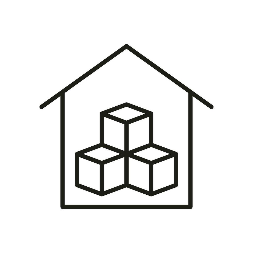 Warehouse Line Icon. Storage Building Linear Pictogram. Storehouse for Shipping Service Outline Symbol. Commercial Cargo Box in Store House Sign. Editable Stroke. Isolated Vector Illustration.