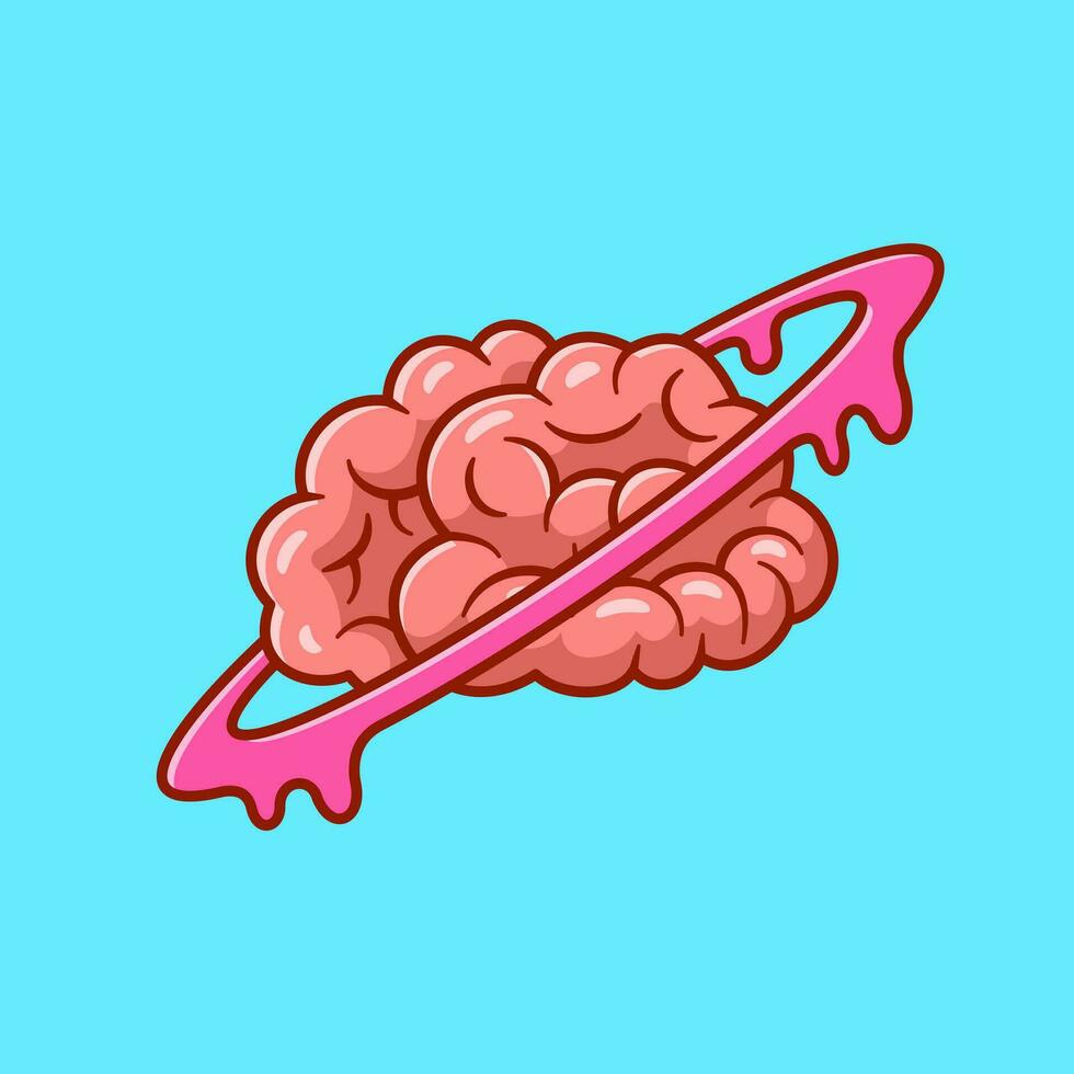 Brain Planet Cartoon Vector Icon Illustration. Education  Science Icon Concept Isolated Premium Vector. Flat Cartoon  Style