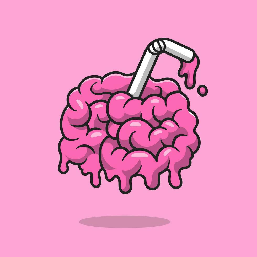 Brain Juice Cartoon Vector Icon Illustration. Education Drink  Icon Concept Isolated Premium Vector. Flat Cartoon Style