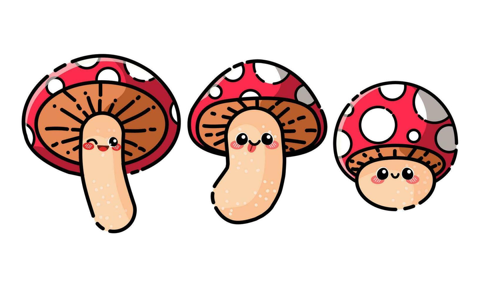 Set Of Cute Mushroom Illustration vector