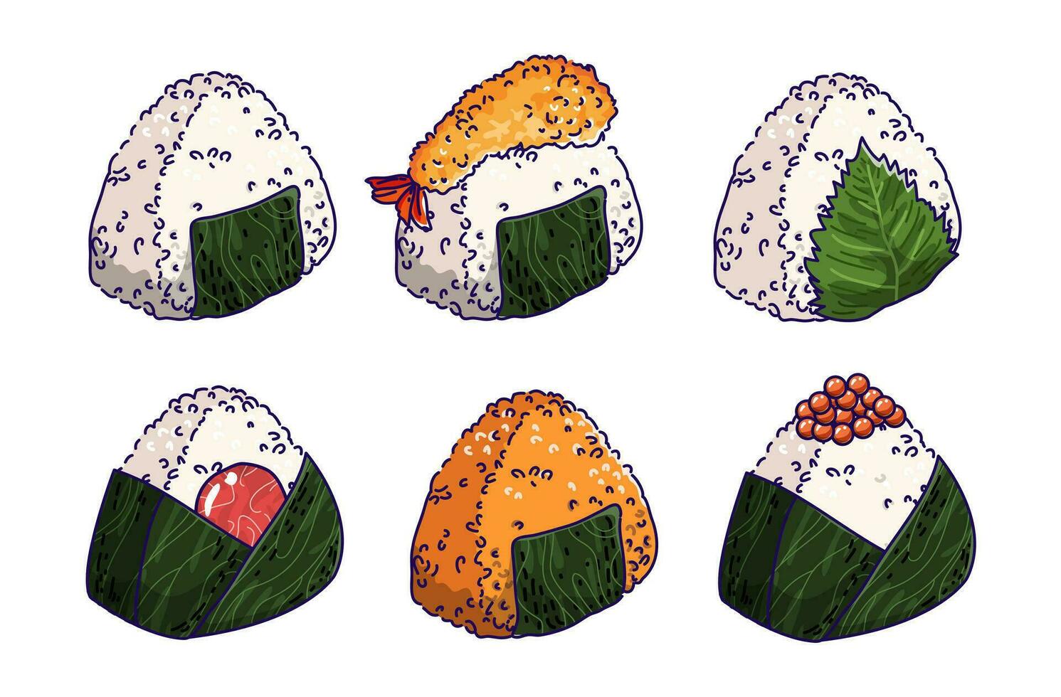 Ilustración de vector de comida japonesa onigiri