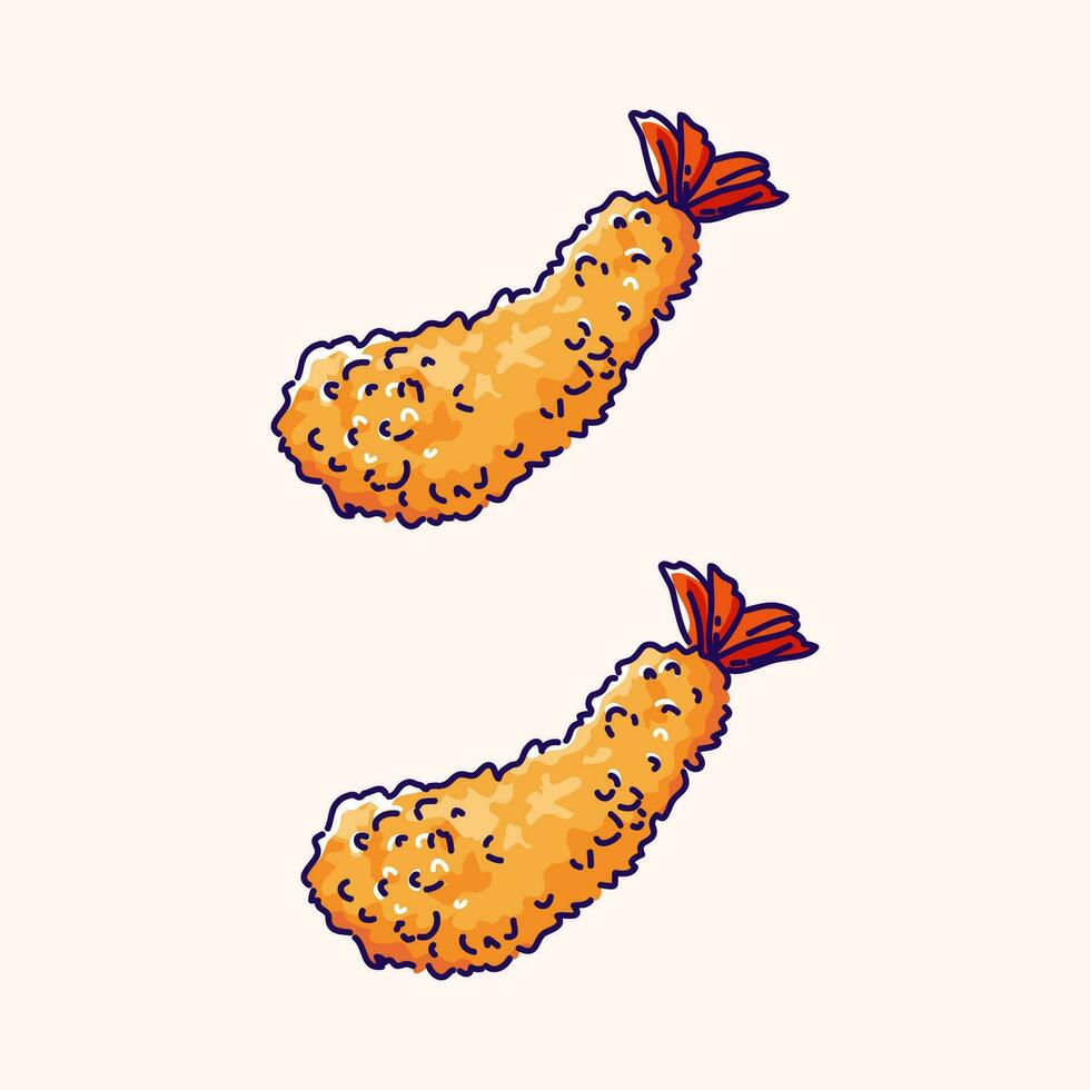 Shrimp Tempura Japanese Food Vector Illustration