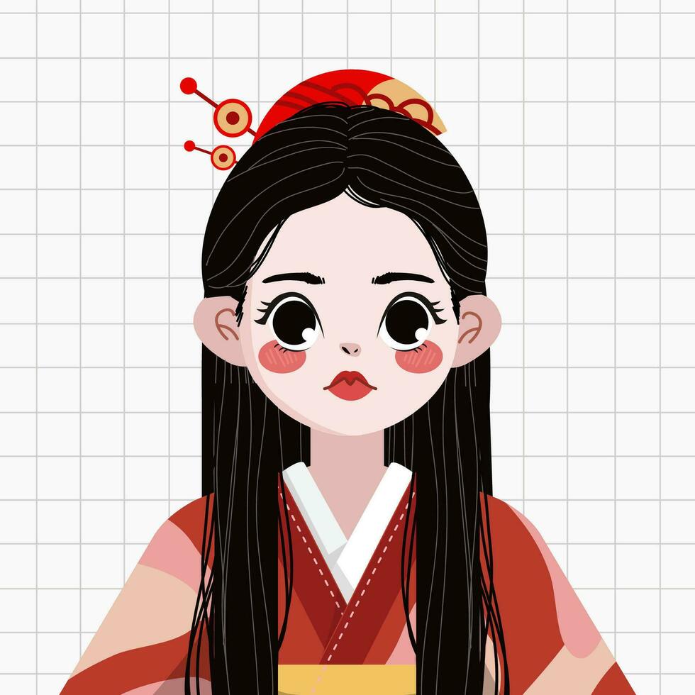 Cute Korean Traditional Girl Illustration vector