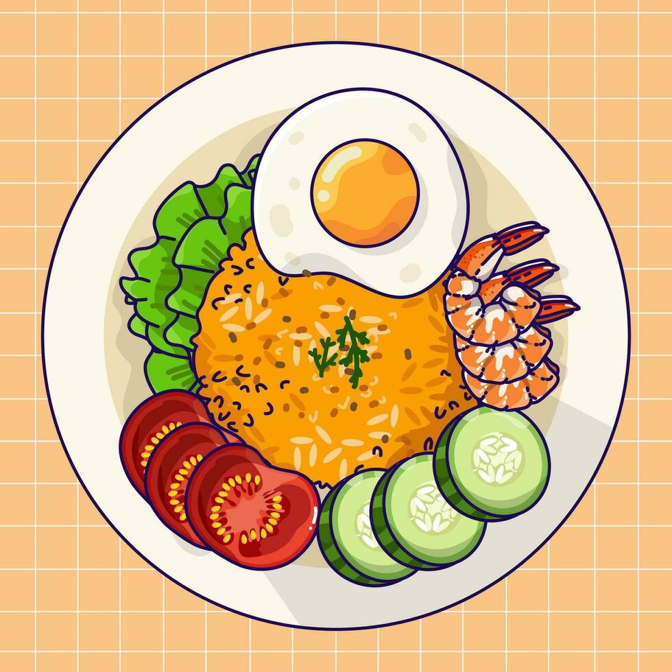 frito arroz vector ilustración