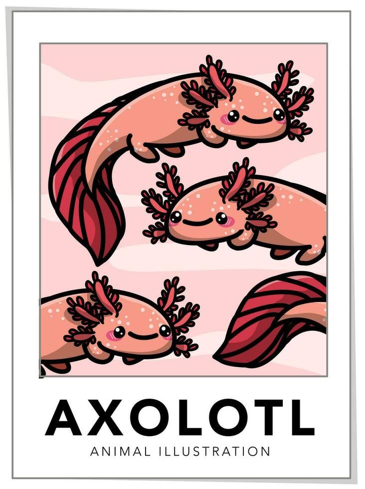 Cute Axolotl Vector Illustration