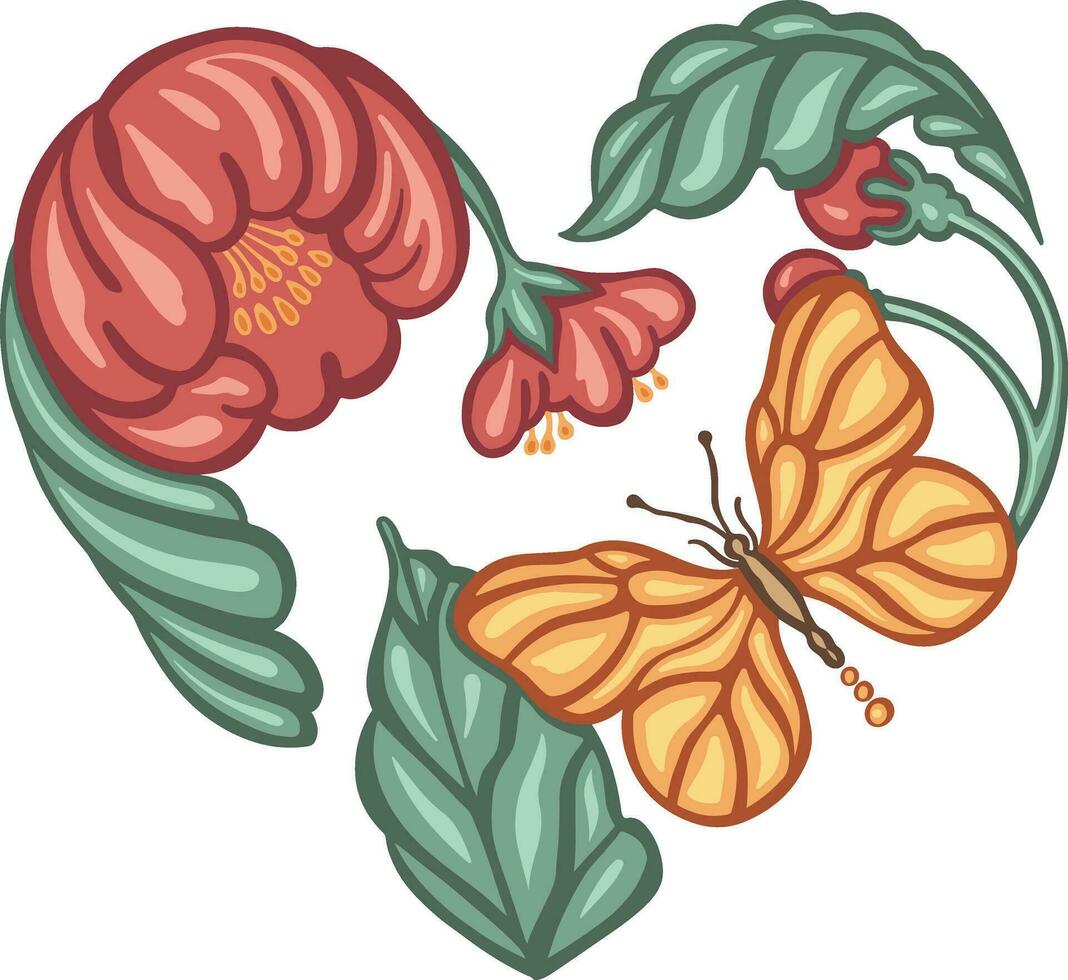 mariposa brillante de colores étnico boho estilo vector ilustración