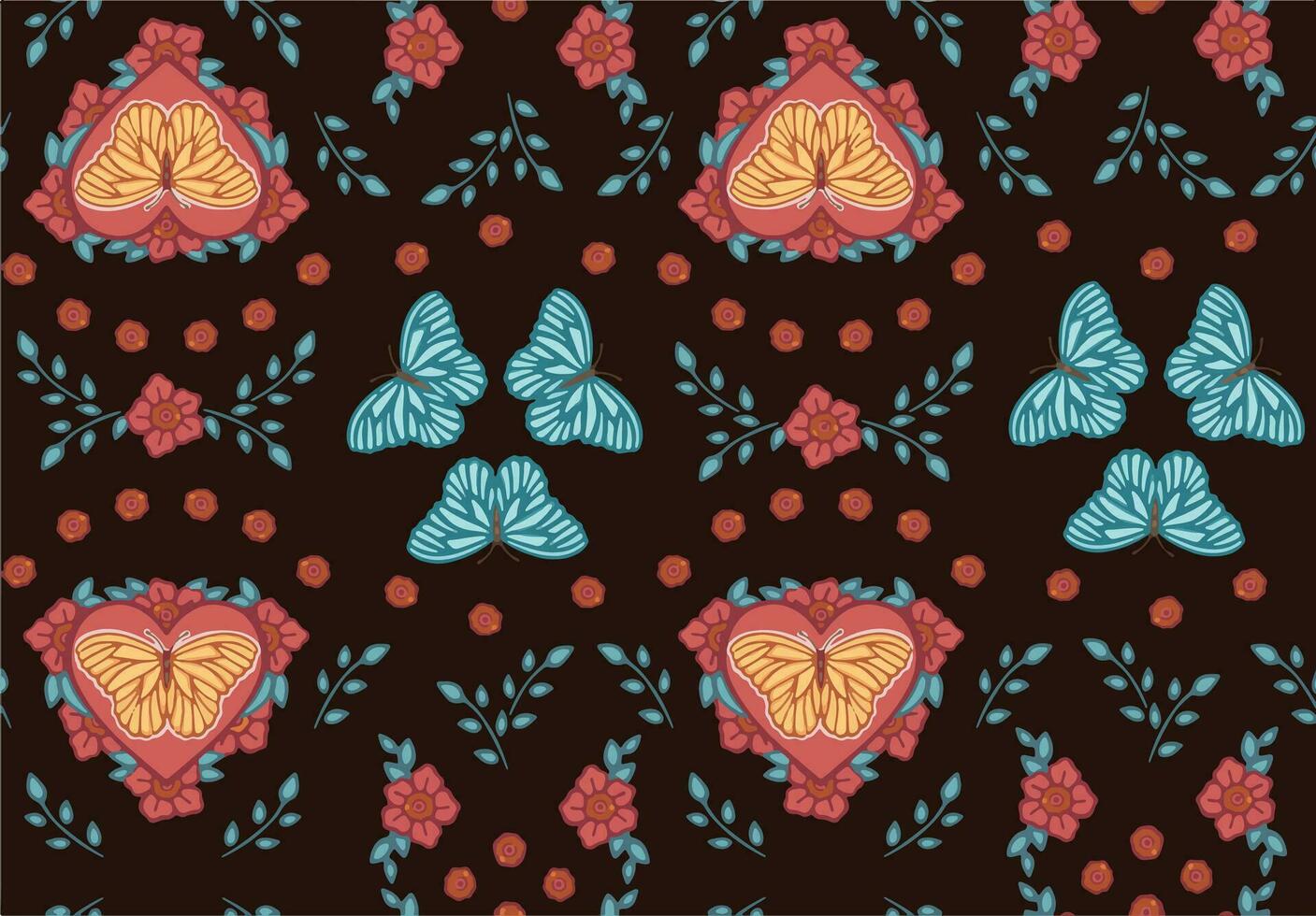 Pattern gentle butterflies   dark background vector