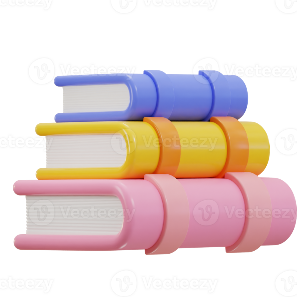 stack of colorful books education 3d icon png