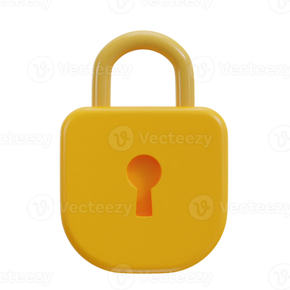 padlock lock security safety 3d icon png